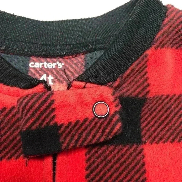 Carters Footed Onesie Red  & Black Fleece Size 4T - Picture 4 of 16